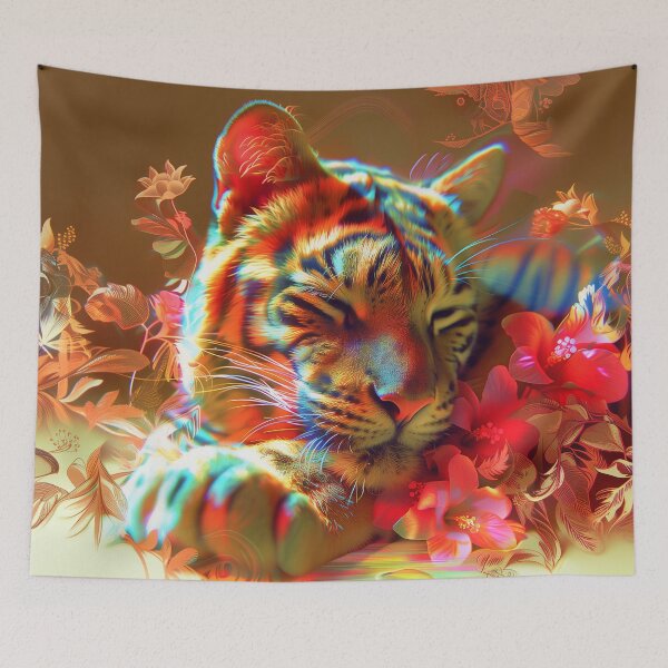 Item preview, Pychedelic Rainbow Tiger Spirit: Feline Nature Awakening designed and sold by Mystikos Art.