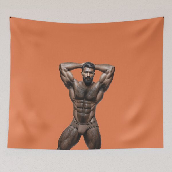 Item preview, Handsome dark-skinned man, very muscular and hairy designed and sold by Jevaz.