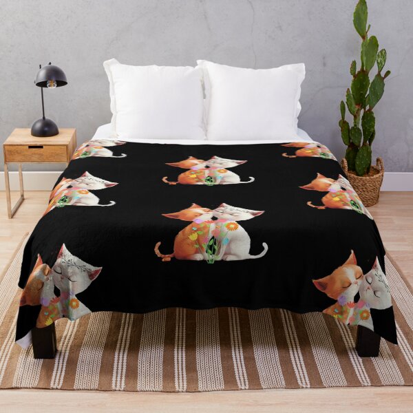 Item preview, lovely cats in romantic moment with closed eyes and flowers designed and sold by mando24895.