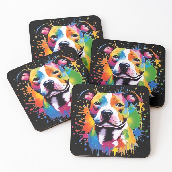 Item preview, Vibrant Rainbow Staffordshire Bull Terrier Portrait Design For Staffy Lovers designed and sold by kakarikihill.