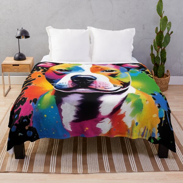 Item preview, Vibrant Rainbow Staffordshire Bull Terrier Portrait Design For Staffy Lovers designed and sold by kakarikihill.