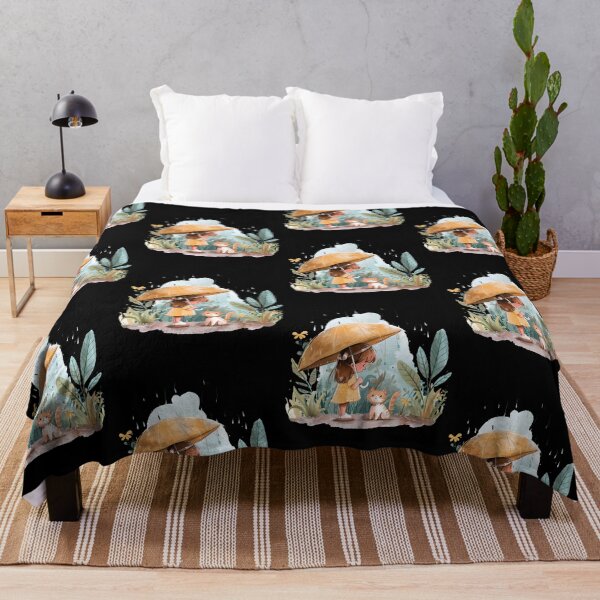 Item preview, Girl and cat with umbrella sitting next to cat peacefully designed and sold by mando24895.