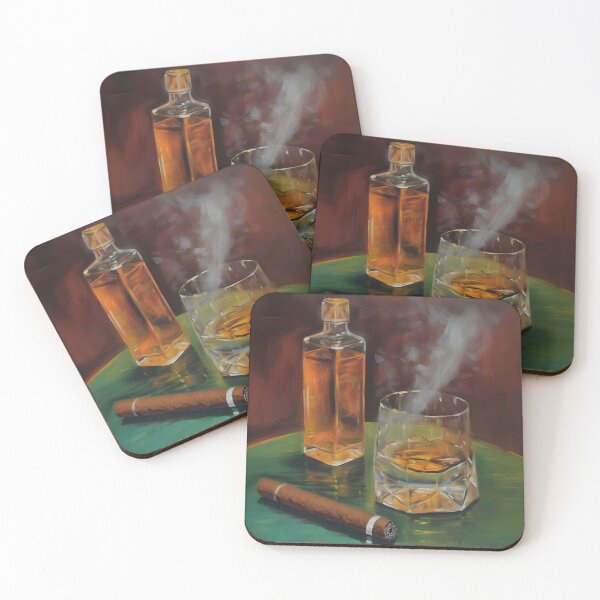 Item preview, Luxurious Whiskey Serenity- Aromatic Cigar and Tumbler Amid Green Opulence designed and sold by OlfactoART Studio.