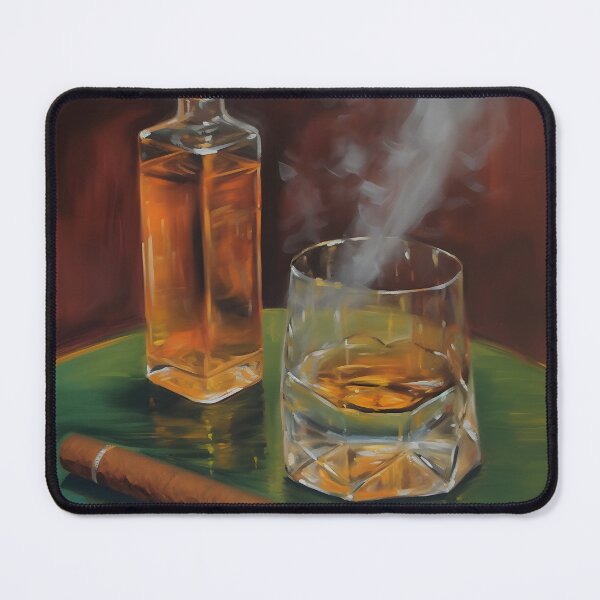 Item preview, Luxurious Whiskey Serenity- Aromatic Cigar and Tumbler Amid Green Opulence designed and sold by OlfactoART Studio.