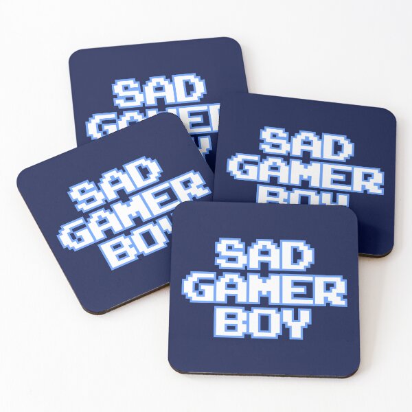 Item preview, Sad Gamer Boy - Pixel Text (Blue & White Version) designed and sold by StereoColors.