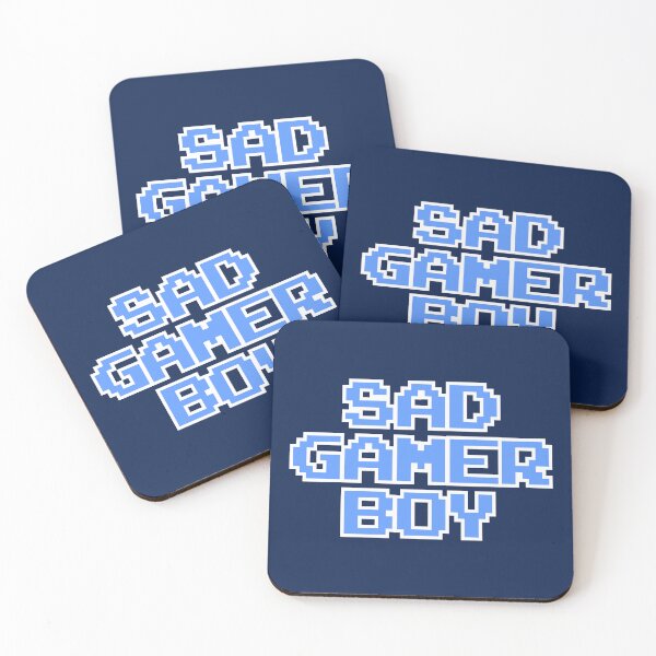 Item preview, Sad Gamer Boy - Pixel Text (White & Blue Version) designed and sold by StereoColors.