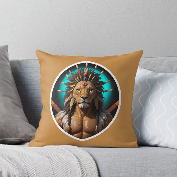 Artikelvorschau, Native American Lion Warrior Chief entworfen und verkauft von TheArtOfPat.