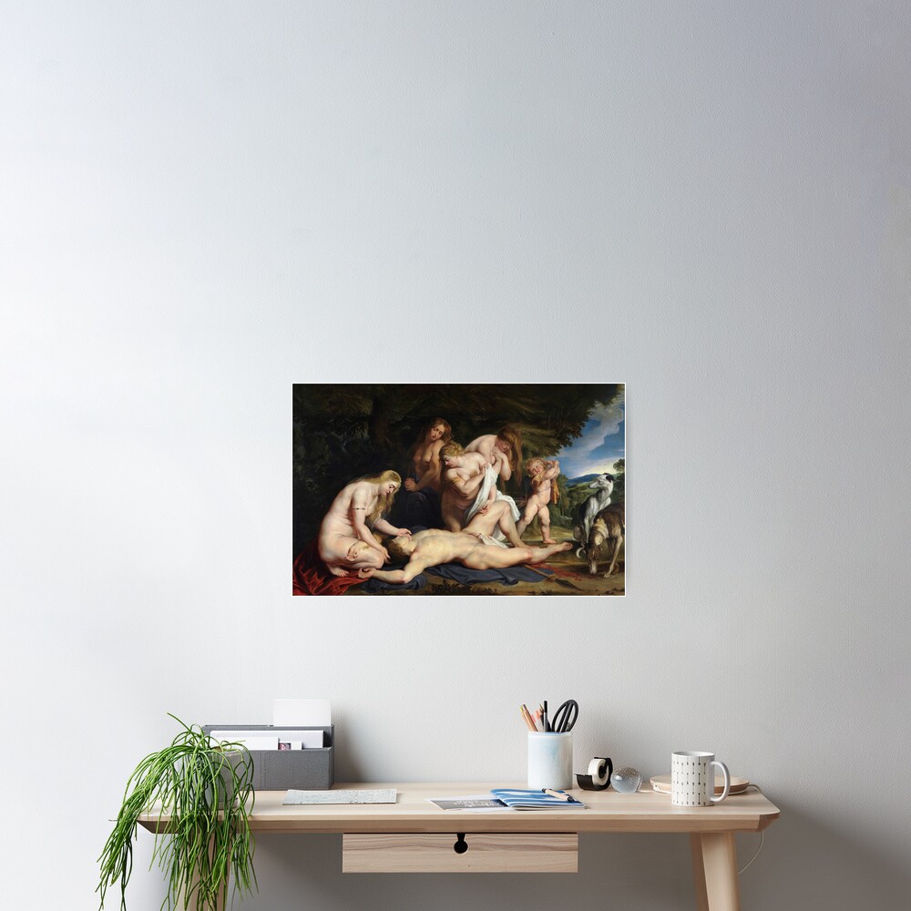 Tableau La Mort D'Adonis Avec Vénus, Cupidon Et Les Trois Grâces - Reproduction Rubens