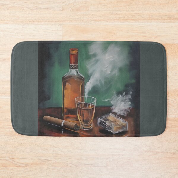 Artikelvorschau, Whiskey Oasis - Elegantes, ruhiges Zigarre- und Tumbler-Set vor grüner Kulisse entworfen und verkauft von OlfactoART Studio.