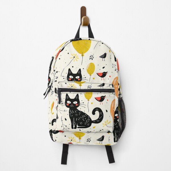 Item preview, Cat and balloon Pattern, repeat pattern, black cat pattern, fish, water, wave, designed and sold by Nordic Ch.
