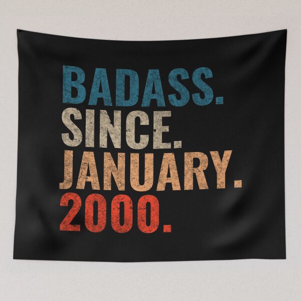 Item preview, Badass since January 2000 Vintage 2000 birthday gift distress design designed and sold by Teelogic.