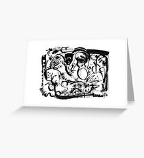 Birds and Flowers - b&w Greeting Card