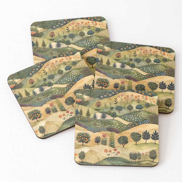 Item preview, Fraktur-Style Rustic Meadows Folk Art Flower Print designed and sold by thaneydesign.
