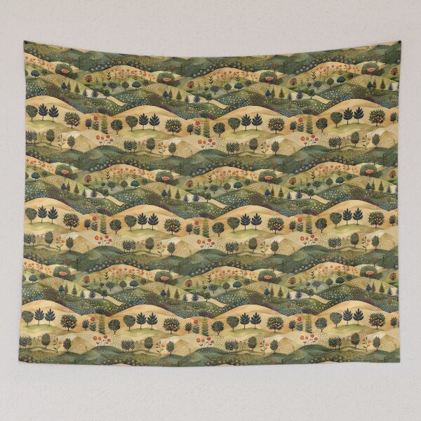 Item preview, Fraktur-Style Rustic Meadows Folk Art Flower Print designed and sold by thaneydesign.