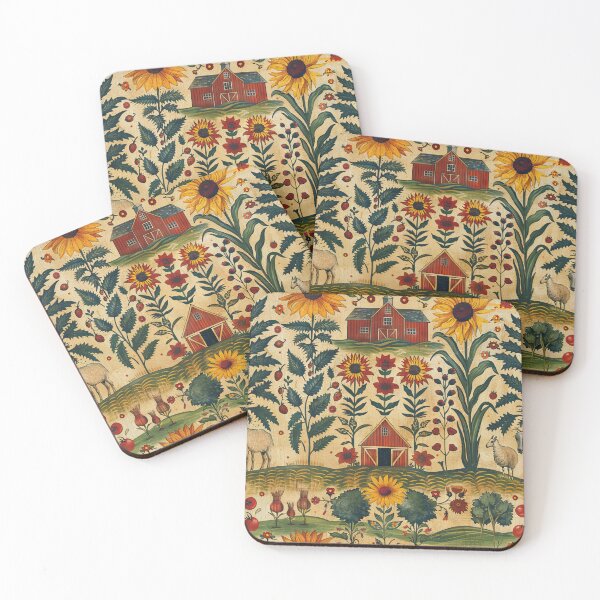 Item preview, Fraktur-Style Rustic Farmhouse Folk Art Sheep Print designed and sold by thaneydesign.