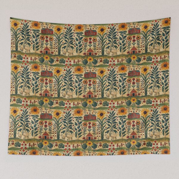 Item preview, Fraktur-Style Rustic Farmhouse Folk Art Sheep Print designed and sold by thaneydesign.