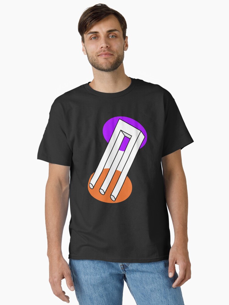 Imagen 1 de 7, Camiseta clásica con la obra Ilusión óptica Horquilla imposible, diseñada y vendida por indiranoizia.