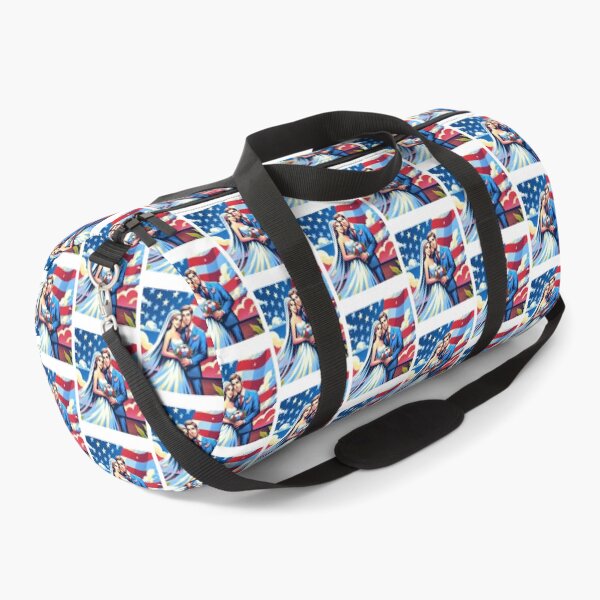 Item preview, Happy couple marrying in a patriotic 4th of July themed scene designed and sold by NeaftyFinds.