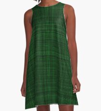 Dark Green Plaid A-Line Dress