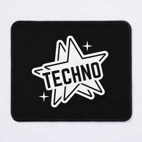 Item preview, TECHNO - 2 Stars Logo (white) designed and sold by Discothreadz.