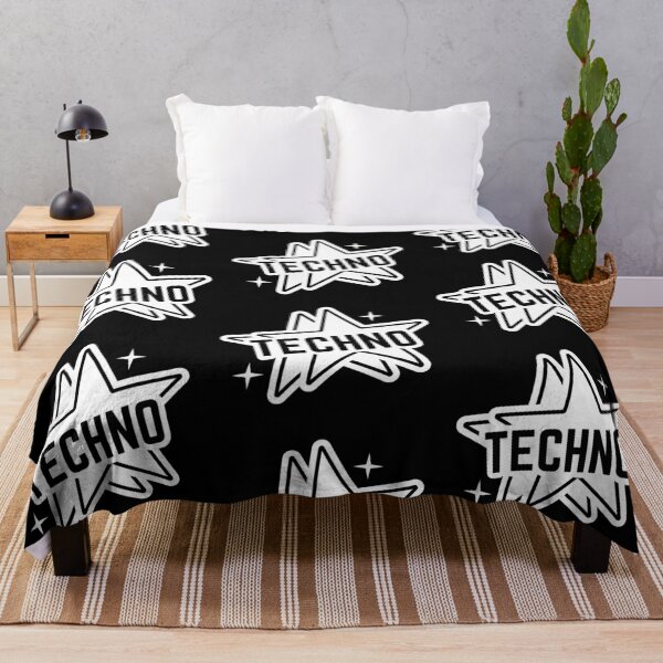 Item preview, TECHNO - 2 Stars Logo (white) designed and sold by Discothreadz.