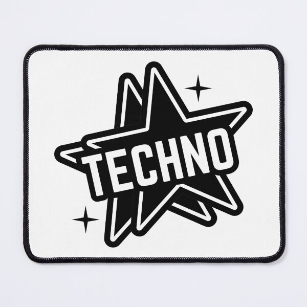 Item preview, TECHNO - 2 Stars Logo (black) designed and sold by Discothreadz.