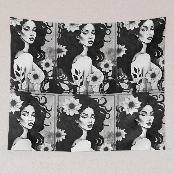Item preview, Geometric chiaroscuro woman portrait, expressionist art designed and sold by lonelymoony.