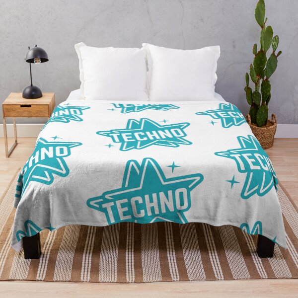 Item preview, TECHNO - 2 Stars Logo (white/blue) designed and sold by Discothreadz.