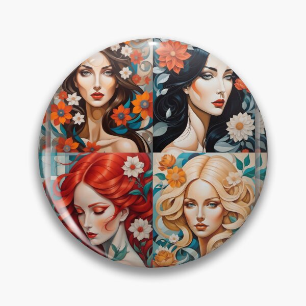 Item preview, Geometric women portrait, expressionist art designed and sold by lonelymoony.