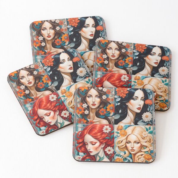 Item preview, Geometric women portrait, expressionist art designed and sold by lonelymoony.