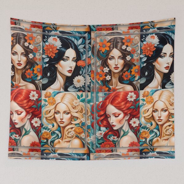 Item preview, Geometric women portrait, expressionist art designed and sold by lonelymoony.