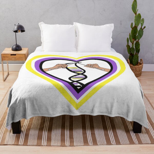 Item preview, Non Binary Enby Pride Flag Knitted DNA Heart designed and sold by Kristi Brooks.
