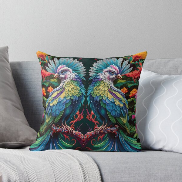 Item preview, Enchanted Aviary: A Symphony of Colors with a Majestic Bird Amongst Lush Florals designed and sold by PillowTalkyZone.
