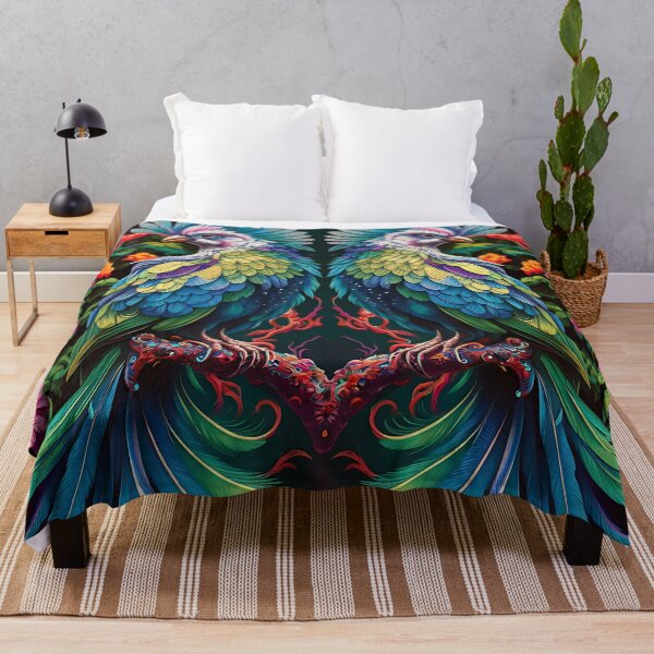 Item preview, Enchanted Aviary: A Symphony of Colors with a Majestic Bird Amongst Lush Florals designed and sold by PillowTalkyZone.