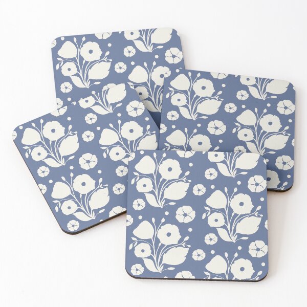Item preview, Blue Nova and White Dove floral design designed and sold by ahahdodo.