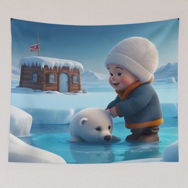 Item preview, Child with baby Arctic seal designed and sold by Astralia.