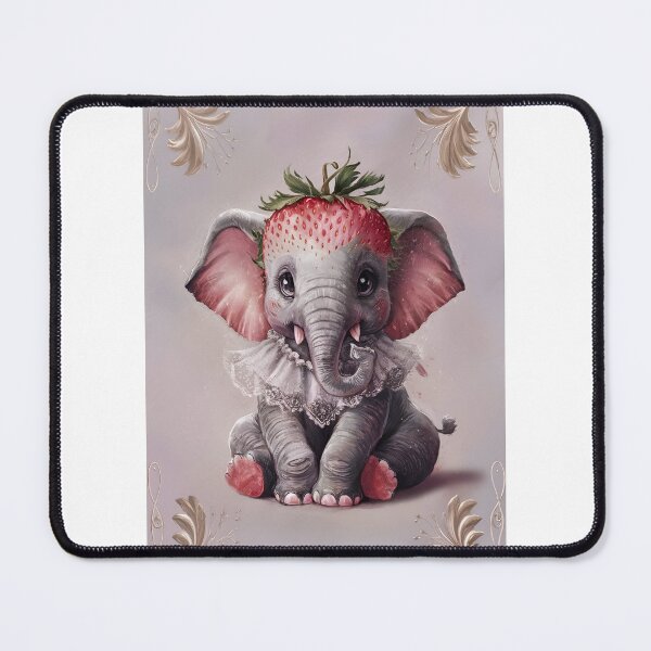 Item preview, Watercolor baby elephant with strawberry head designed and sold by ArtandSmile.
