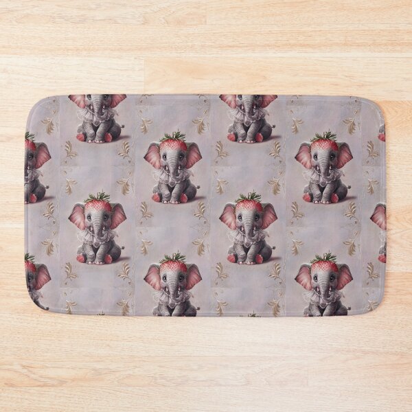 Item preview, Watercolor baby elephant with strawberry head designed and sold by ArtandSmile.