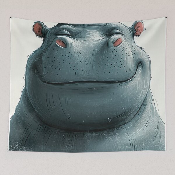 Item preview, cute hippo and bird designed and sold by ururuty.