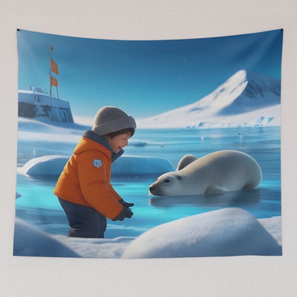 Item preview, Little boy with a seal in the arctic designed and sold by Astralia.