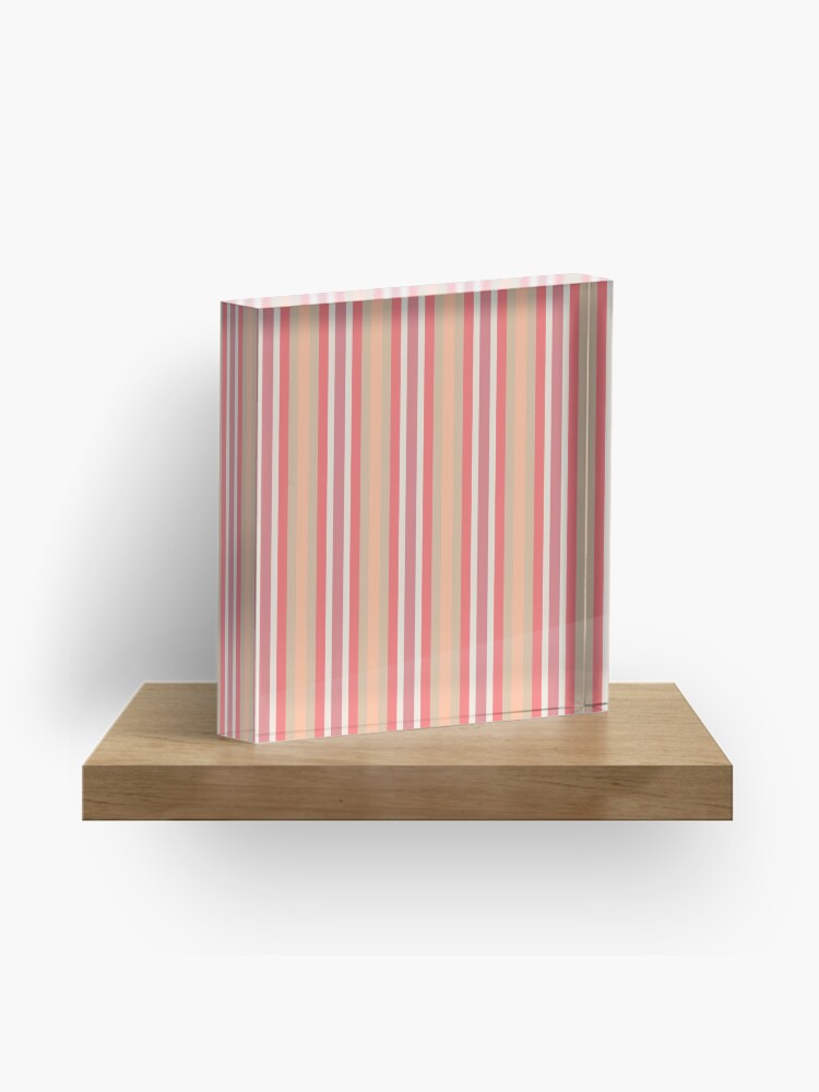 Acrylic Block, Geometric Peach Plethora Shades of Orange Stripes designed and sold by Triplicate Limited