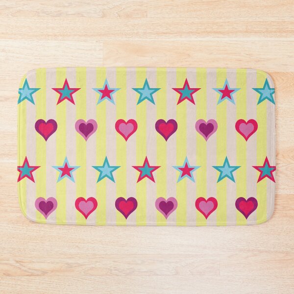Item preview, Pop Art Abstract Circus Stars and Hearts on Lemon Yellow and Cream Stripes  designed and sold by scome.