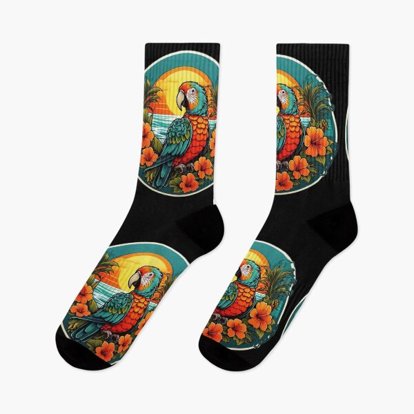 Item preview, Loro exótico en una playa hawaiana con orquídeas designed and sold by NautiChic.