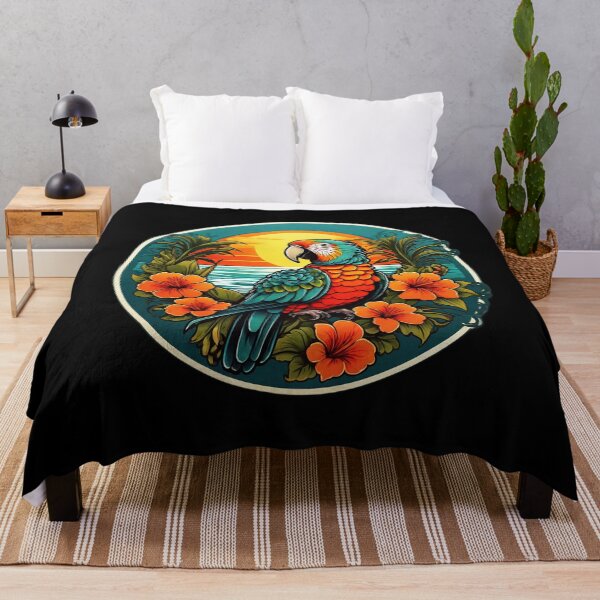 Item preview, Loro exótico en una playa hawaiana con orquídeas designed and sold by NautiChic.