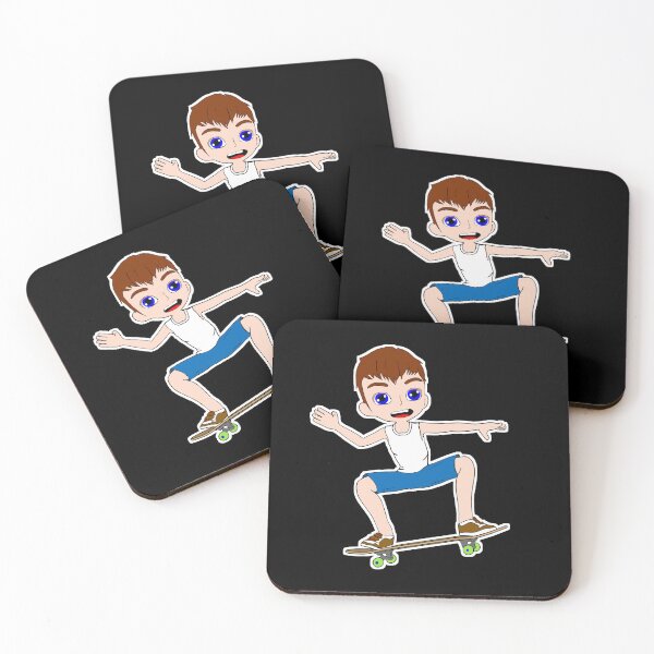 Item preview, Cool Dusty Brown Hair shredding skateboarder having fun designed and sold by ankromcreations.