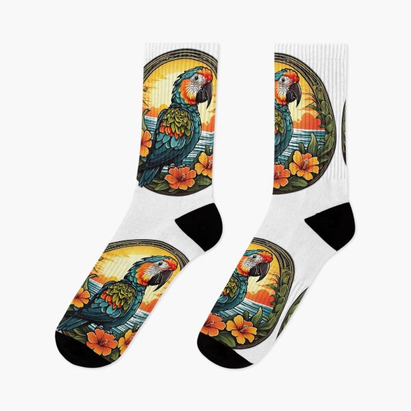 Item preview, Loro marino en una playa hawaiana con orquídeas designed and sold by NautiChic.