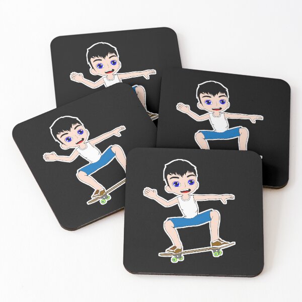 Item preview, Cool Dark Hair shredding skateboarder having fun designed and sold by ankromcreations.