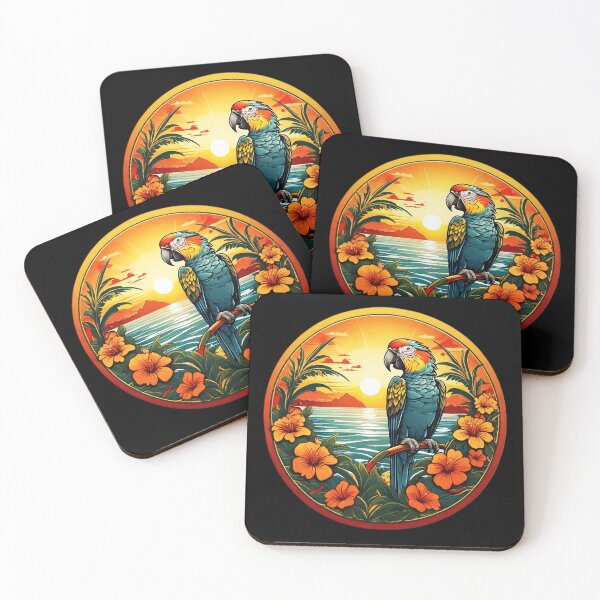 Item preview, Loro del Pacífico en una playa hawaiana con orquídeas designed and sold by NautiChic.