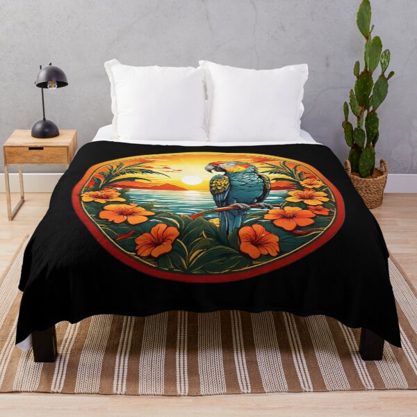 Item preview, Loro del Pacífico en una playa hawaiana con orquídeas designed and sold by NautiChic.