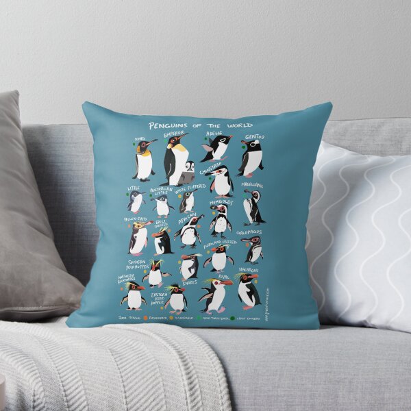 Penguins of the World Throw Pillow